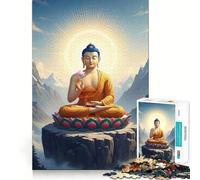 Puzzle da 1000 pezzi con Buddha,loto e montagna,incastro perfetto Un'opera d'arte che stimola la mente,ideale per il relax e il gioco Decorazione natalizia da parete (50x75cm)