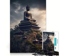 Puzzle da 1000 pezzi con Buddha,montagna e nuvole,taglio netto,arte,logica,gioco di pensiero,relax,divertimento,regalo di compleanno (38x26cm)