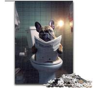 Puzzle da 1000 pezzi con bulldog francese che legge il giornale,in legno,perfetto per regali di compleanno,Natale e Halloween,50x75cm,per decorazioni per la casa,allenamento del cervello e regali