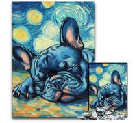 Puzzle da 1000 pezzi con bulldog francese e cielo notturno per adulti, rompicapo e decorazioni per la casa, regalo perfetto per le feste, 26X38CM/10,23x14,96 pollici.