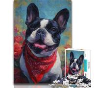Puzzle da 1000 pezzi con bulldog francese felice, aiuta il cervello ad allenarsi, giocattoli avvincenti per coltivare la pazienza, gioco di sfida unico (75x50cm)