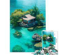 Puzzle da 1000 pezzi con bungalow su un'isola tropicale ideale per adulti Gioco antistress attività di analisi e logica divertenti da fare a casa (dimensioni 38x52cm)