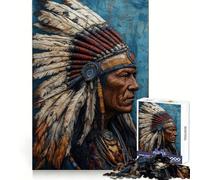 Puzzle da 1000 pezzi con busto di capo nativo americano per adolescenti, gioco stimolante, facile da usare, per il tempo libero, con tagli precisi, (38x26cm)