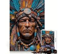 Puzzle da 1000 pezzi con busto di capo nativo americano per adulti, gioco di logica, rilassante e divertente, taglio perfetto, regalo elegante (50x75cm)