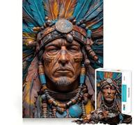 Puzzle da 1000 pezzi con busto di capo nativo americano per adulti, gioco di logica, rilassante e divertente, taglio perfetto, regalo elegante (50x75cm)