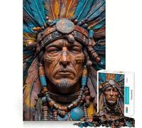Puzzle da 1000 pezzi con busto di capo nativo americano per adulti, gioco di logica, rilassante e divertente, taglio perfetto, regalo elegante (38x26cm)