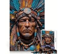 Puzzle da 1000 pezzi con busto di capo nativo americano per adulti, gioco di logica, rilassante e divertente, taglio perfetto, regalo elegante (38x26cm)