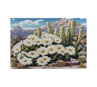 Puzzle da 1000 pezzi con cactus occidentale in stile ricamato, puzzle in legno botanico del sud-ovest, divertente decorazione stampata per intrattenimento creativo