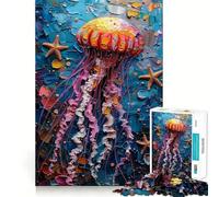 Puzzle da 1000 pezzi con calamaro e stella marina per ragazzi, gioco di logica e puzzle da assemblare, divertente, con taglio di precisione, regalo elegante 38x52cm