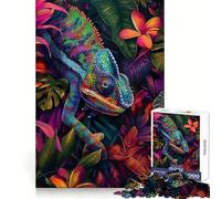 Puzzle da 1000 pezzi con camaleonti tropicali per adolescenti, puzzle nitido, rilassante, taglio uniforme, regalo speciale (50x75cm)