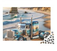 Puzzle da 1000 pezzi con camion e spiaggia, raffigurante un'isola deserta. Gioco educativo per adulti, decorazione per la casa, ideale per compleanni. Dimensioni: 70x50 cm. Regalo perfetto.