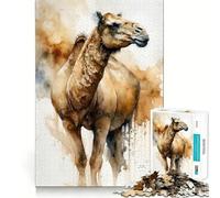 Puzzle da 1000 pezzi con cammello ad acquerello,decorazione con taglio preciso,gioco per la mente,regalo,gioco rilassante,attività per compleanno (38x52cm)