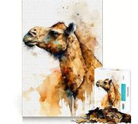 Puzzle da 1000 pezzi con cammello ad acquerello,incastro perfetto,gioco di abilità e stimolazione mentale,ideale per il tempo libero,regalo di compleanno (50x75cm)