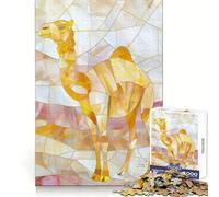 Puzzle da 1000 pezzi con cammello e decorazioni dorate per adolescenti, ideale per allenare la memoria, per una fuga rilassante, con taglio perfetto e un regalo memorabile (50x75cm)
