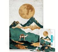 Puzzle da 1000 pezzi con cammello in un paesaggio montano,bordi sottili,gioco di abilità e relax,regalo di Natale (50x75cm)
