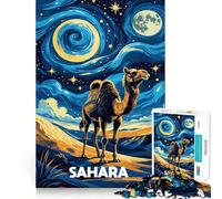 Puzzle da 1000 pezzi con cammello nel deserto del Sahara di notte, ideale per adolescenti Stimola la memoria, rilassa e diverte Taglio di alta qualità Regalo elegante (38x26cm)