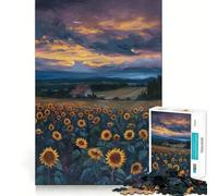 Puzzle da 1000 pezzi con campo di girasoli al tramonto per ragazzi, gioco stimolante per la mente, semplice e divertente, con incastri precisi, ideale per i desideri di Babbo Natale 50x75cm