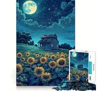 Puzzle da 1000 pezzi con campo di girasoli e natura, ideale per ragazzi Gioco di logica semplice e rilassante, con taglio perfetto, perfetto come regalo di compleanno 38x26cm