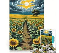 Puzzle da 1000 pezzi con campo di girasoli e sentiero gioco rompicapo allena la mente e la manualità ideale come decorazione da scrivania 50x75cm