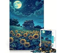 Puzzle da 1000 pezzi con campo di girasoli e tema natura per adulti ideale per rievocare ricordi migliorare la memoria alleviare lo stress tagliare con precisione Babbo Natale desiderio scegli 50x75cm