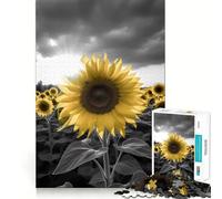 Puzzle da 1000 pezzi con campo di girasoli in scala di grigi, ideale per adolescenti, gioco di logica, antistress, taglio preciso, regalo artistico 50x75cm