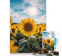 Puzzle da 1000 pezzi con campo di girasoli per adulti, ideale come regalo, gioco di logica e abilità, antistress, con taglio preciso, perfetto per la lista dei desideri di Babbo Natale 50x75cm