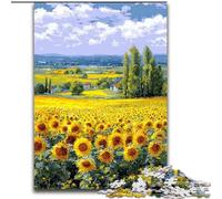 Puzzle da 1000 pezzi con campo di girasoli per adulti, regalo perfetto per compleanni, vacanze, decorazioni per feste spaziali (dimensioni 50x75cm)