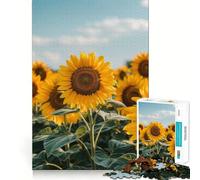 Puzzle da 1000 pezzi con campo di girasoli per ragazzi, giocattolo intelligente per il tempo libero, taglio preciso, regalo stagionale 38x26cm