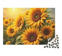 Puzzle da 1000 pezzi con campo di girasoli, primo piano di girasoli alla luce del mattino, gioco educativo per adulti, bellissima decorazione, difficile, regalo di compleanno. 38x26cm
