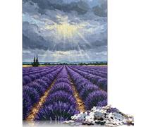 Puzzle da 1000 pezzi con campo di lavanda sotto un cielo drammatico dipinto per adulti, puzzle di carta regalo di Halloween, puzzle per adulti 1000 pezzi (38x26 cm)