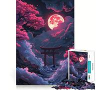 Puzzle da 1000 pezzi con cancello Torii al neon e paesaggio notturno, per adulti, un gioco che stimola la mente e crea un'atmosfera rilassante e divertente, un'opera d'arte da assemblare (38x52cm)