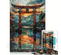 Puzzle da 1000 pezzi con cancello Torii in vetro colorato per adulti, gioco rilassante e distensivo, con bordi precisi, regalo perfetto 38x52cm