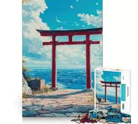 Puzzle da 1000 pezzi con cancello Torii rosso in riva al mare, ideale per ragazzi, gioco di logica e svago, bordi lisci, regalo di alta qualità (50x75cm)