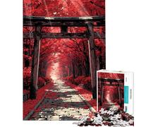Puzzle da 1000 pezzi con cancello Torii rosso in una foresta autunnale Puzzle per adulti sfida di velocità manuale difficile e stimolante ideale come regalo 38x52cm