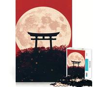 Puzzle da 1000 pezzi con cancello Torii sotto la luna piena, ideale per adolescenti, un gioco stimolante per la mente, un'opera d'arte da esposizione con tagli precisi 38x26cm