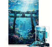 Puzzle da 1000 pezzi con cancello Torii sottomarino per ragazzi,gioco stimolante per la mente,incastro perfetto senza spazi vuoti,rilassante attività di gruppo al chiuso (38x26cm)