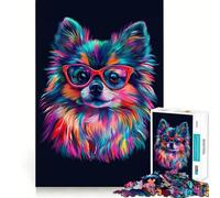 Puzzle da 1000 pezzi con cane arcobaleno e occhiali per adulti, gioco intelligente, rilassante e divertente, ideale per assemblare un disegno e creare un regalo prezioso (50x75cm)