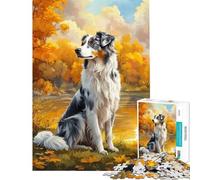 Puzzle da 1000 pezzi con cane autunnale di River Puzzles per ragazzi ideale per il divertimento in famiglia l'interazione genitore-figlio compleanno e Natale 38x52cm