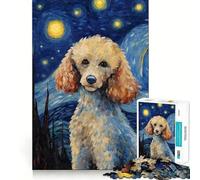 Puzzle da 1000 pezzi con cane barboncino e tema Notte stellata, ideale per adolescenti Migliora la memoria, favorisce il rilassamento mentale e crea un'atmosfera creativa (38x26cm)