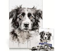 Puzzle da 1000 pezzi con cane bianco e nero per ragazzi, attività che stimolano l'intelletto e la creatività, un passatempo rilassante e pulito, un regalo invernale (50x75cm)