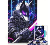 Puzzle da 1000 pezzi con cane Border Collie e samurai, arte digitale, gioco educativo, rilassante e stimolante per la mente, ideale come decorazione da scrivania 50x75cm