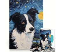 Puzzle da 1000 pezzi con cane Border Collie,gioco di precisione,divertente e creativo,gioco rilassante,regalo di Natale per la tranquillità 50x75cm