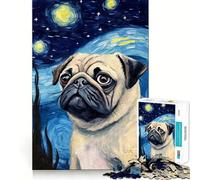 Puzzle da 1000 pezzi con cane carlino e tema Notte stellata, ideale per adolescenti Gioco di logica, leggero e rilassante, con taglio perfetto e regalo perfetto (38x26cm)
