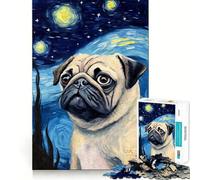 Puzzle da 1000 pezzi con cane carlino e tema Notte stellata ideale per adulti Gioco di puzzle che stimola la memoria per un momento di relax rilassante Taglio preciso Regalo perfetto per le vacanze