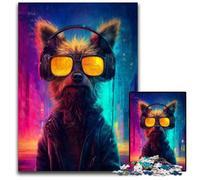 Puzzle da 1000 pezzi con cane che indossa gli occhiali, giochi educativi, con poster abbinato e scheda di curiosità per età dai 14 anni in su, 26x38cm