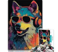 Puzzle da 1000 pezzi con cane che indossa le cuffie per adolescenti, gioco per famiglie, antistress, sfida difficile, collezione di artisti, belle arti (50x75cm)