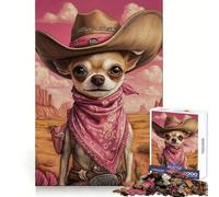 Puzzle da 1000 pezzi con cane Chihuahua e cowboy,incastro preciso,stimolante per la mente,divertente e accogliente,ideale come regalo di Natale o per il tempo libero (38x52cm)