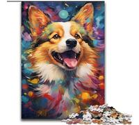 Puzzle da 1000 pezzi con cane Corgi dipinto a colori, in legno, attività divertente per la casa, 50x75cm, gioco rompicapo per adolescenti, regalo perfetto per le feste