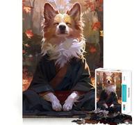 Puzzle da 1000 pezzi con cane Corgi in meditazione Zen,gioco di abilità mentale,taglio di alta precisione,hobby affascinante per i momenti di ozio (50x75cm)