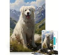 Puzzle da 1000 pezzi con cane da montagna dei Pirenei per adolescenti, puzzle di memoria, leggero, rilassante, immagine da assemblare, (38x26cm)